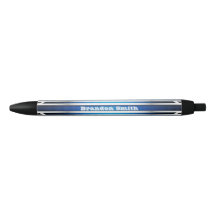 Blue Silver Metal Textured Ink Pen