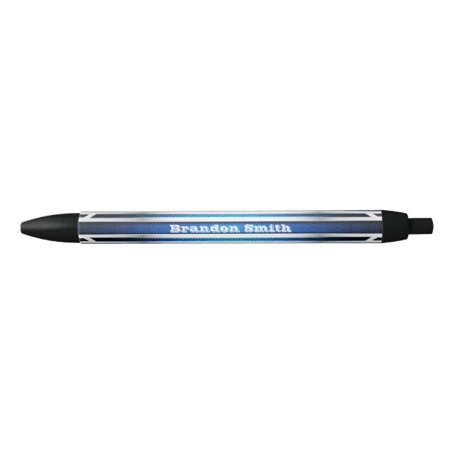 Blue Silver Metal Textured Ink Pen (Front)