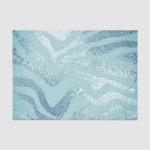 Blue silver metallic look zebra striped animal tissue paper