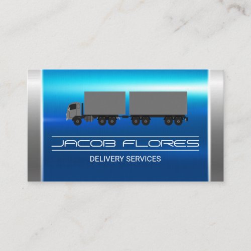 Blue Silver Metallic  Semi Truck Business Card
