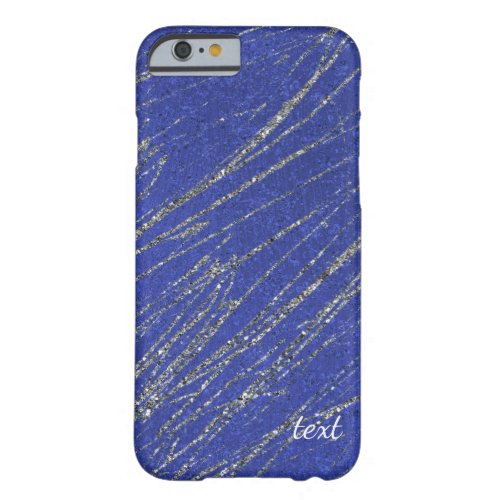 Blue  Silver Modern Glam Marble Stripe Designer Barely There iPhone 6 Case