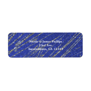 Blue & Silver Modern Glam Marble Stripe Party Label