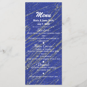 Blue & Silver Modern Glam Marble Stripe Party Menu