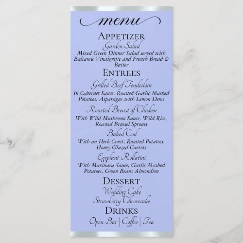 Blue/Silver - Monogram & Thank You Menu