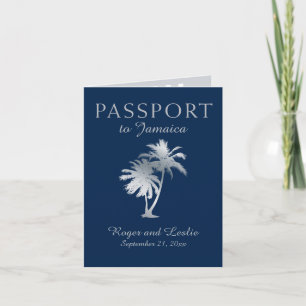 Blue Silver Ocho Rios Jamaica Wedding Passport Inv Invitation