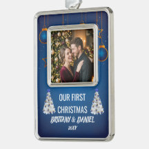 Blue Silver Ornament Corporate Holiday Ornament