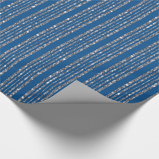 Blue Silver Pattern Wrapping Paper (Corner)