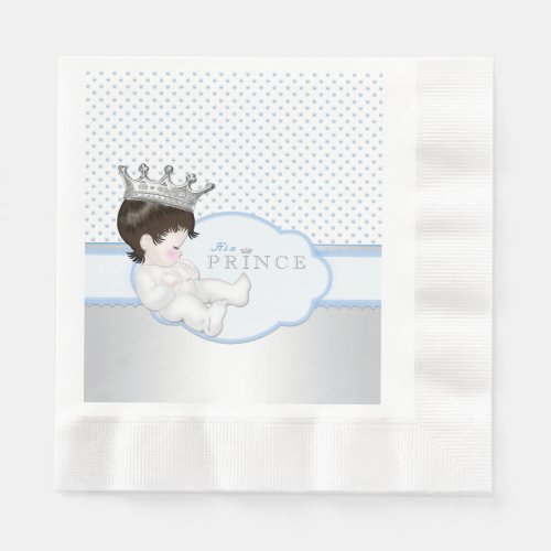 Blue Silver Prince Baby Shower Napkins