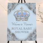 Blue Silver Prince Baby Shower Welcome Sign at Zazzle