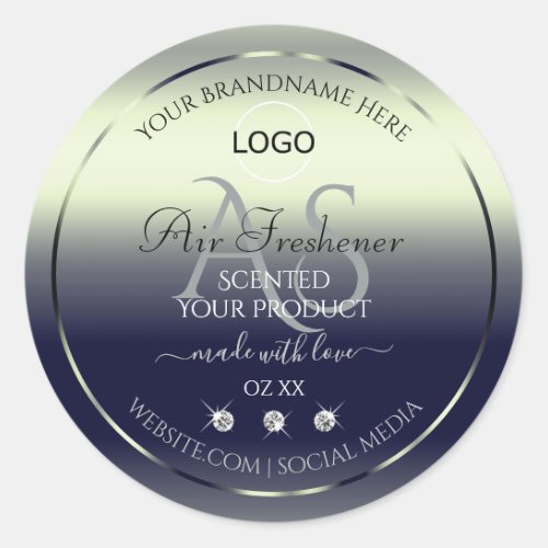 Blue Silver Product Labels Jewels Monogram Logo