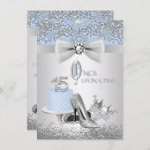 Blue Silver Quinceanera Princess Invitations (Front/Back)