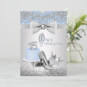 Blue Silver Quinceanera Princess Invitations (Standing Front)