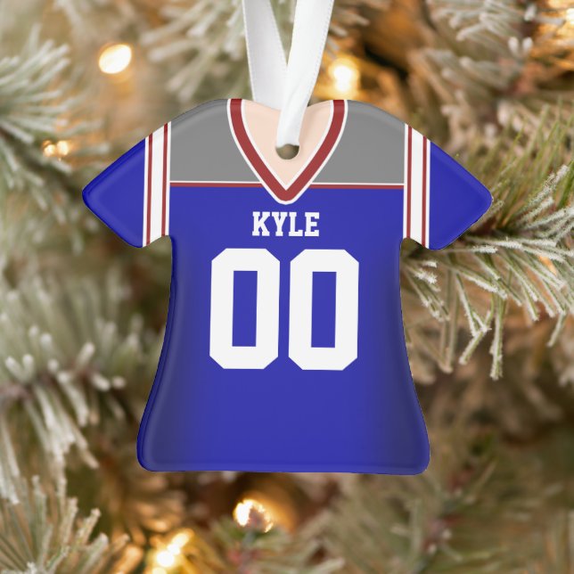 Blue/Silver/Red Football Jersey Ornament (Tree)