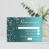 Blue Silver RSVP, Quinceanera Spanish Reservacion Invitation (Standing Front)