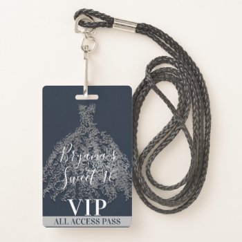 Blue Silver Rustic Leaves Dress Sweet 16 Vip Pass Badge by printabledigidesigns at Zazzle