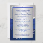 Blue, Silver Scrolls, Hearts Anniversary Invite (Back)