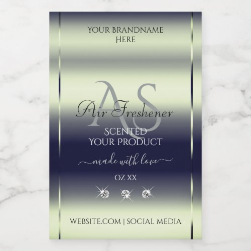 Blue Silver Shimmery Product Label Jewels Monogram
