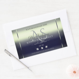 Blue Silver Shimmery Product Label Jewels Monogram