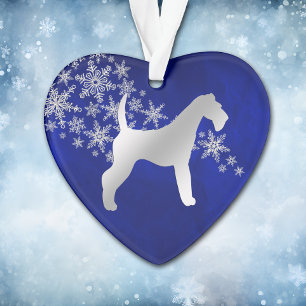 Blue Silver Snowflake Airedale Terrier Ornament