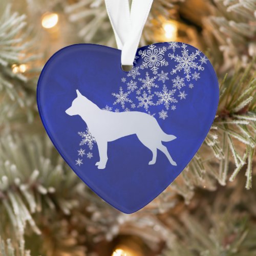 Blue Silver Snowflake Australian Cattle Dog Ornament