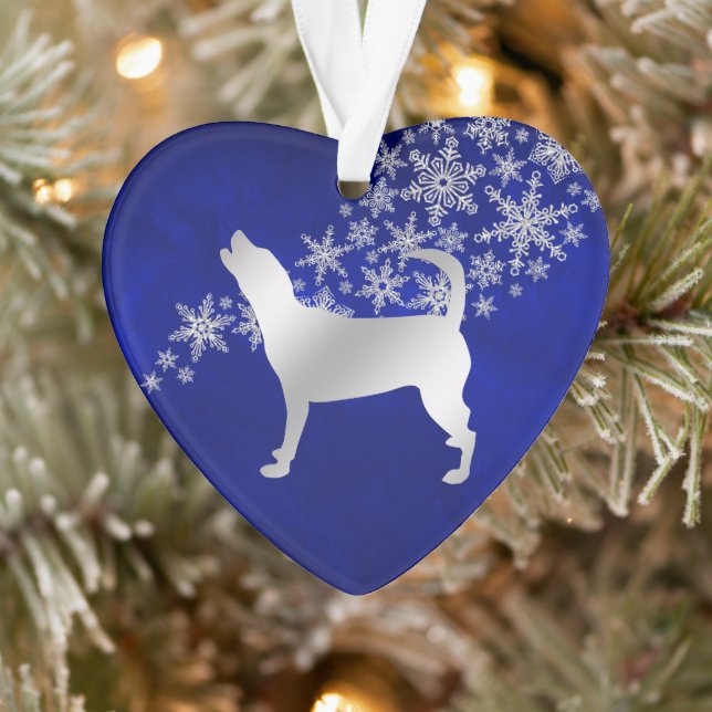 Blue Silver Snowflake Beagle Hound Dog Ornament (Tree)
