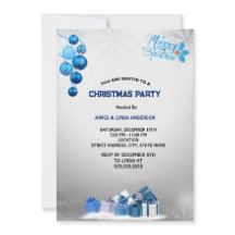 Blue Silver Snowflake Christmas Party