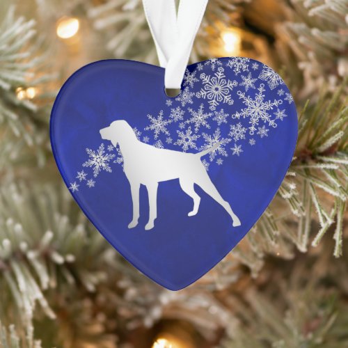 Blue Silver Snowflake German Shorthaired Pointer Ornament