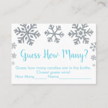 Blue & Silver Snowflake Guess How Many Shower Game Place Card