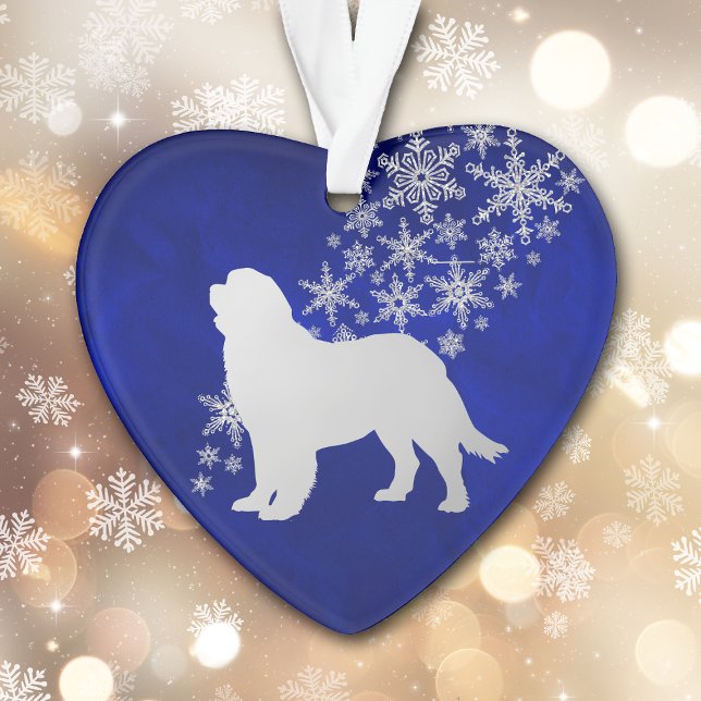 Blue Silver Snowflake Newfoundland Dog Ornament (Creator Uploaded)