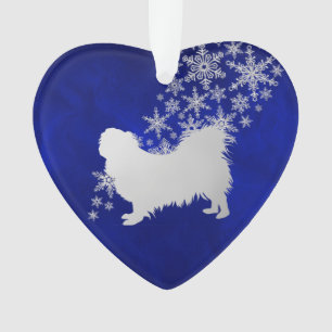 Blue Silver Snowflake Pekingese Ornament
