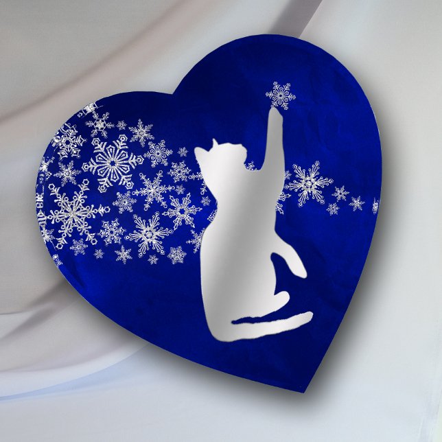 Blue Silver Snowflake Playful Cat Paperweight (Creator Uploaded)