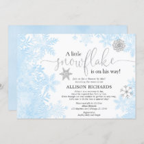 Blue silver snowflake Shower by Mail baby shower Invitation
