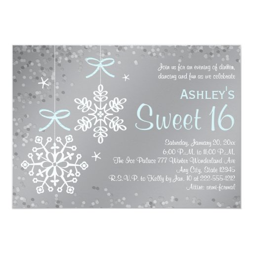 Sweet Sixteen Invitations Snowflake 10