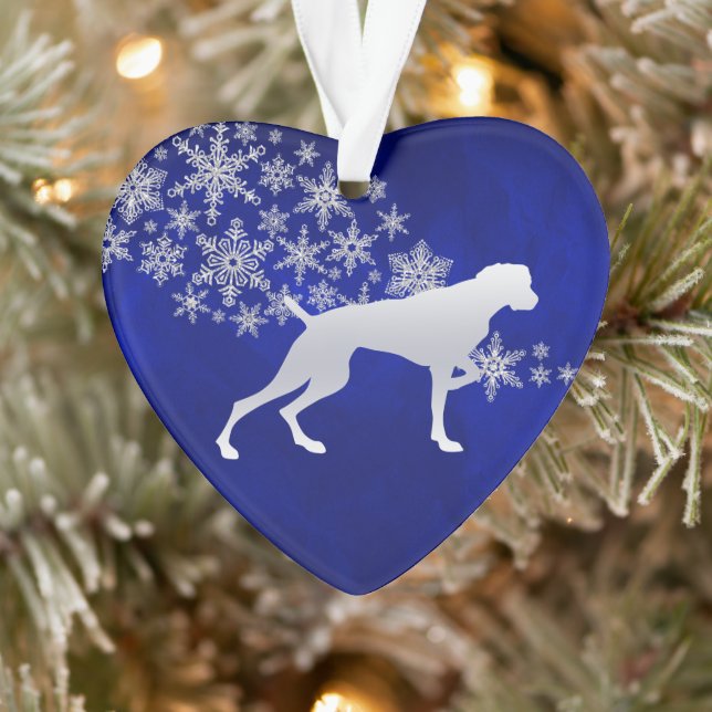 Blue Silver Snowflake Weimaraner Dog Ornament (Tree)