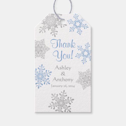 Blue Silver Snowflake Winter Winter Thank You Gift Tags