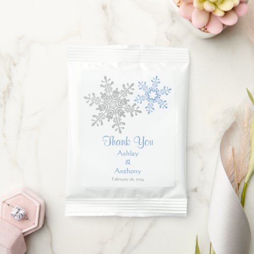 Blue Silver Snowflake Winter Winter Thank You Hot Chocolate Drink Mix