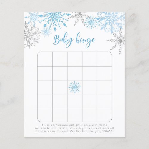 Blue silver snowflakes baby bingo game