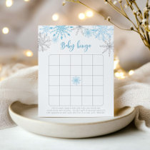 Blue silver snowflakes baby bingo game