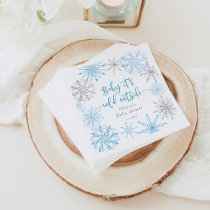 Blue silver snowflakes baby its cold outside napkins