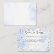 Blue Silver Snowflakes Baby Shower Book Request  Enclosure Card