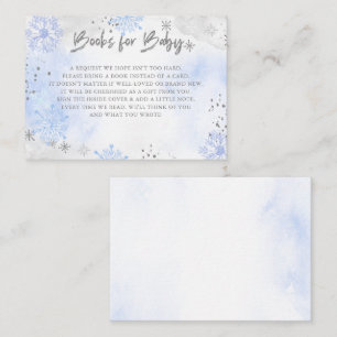Blue Silver Snowflakes Baby Shower Book Request Enclosure Card