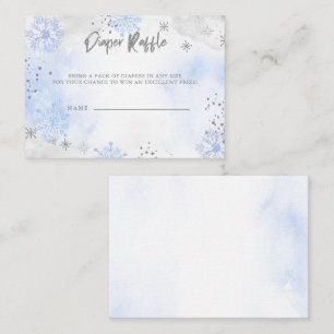 Blue Silver Snowflakes Baby Shower Diaper Raffle Enclosure Card