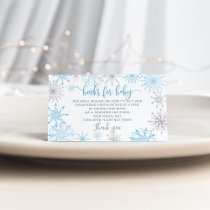 Blue silver snowflakes books for baby ticket enclo enclosure card