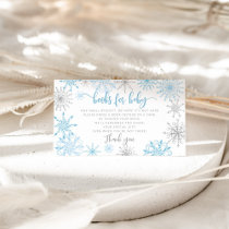 Blue silver snowflakes books for baby ticket enclosure card