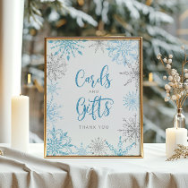 Blue silver snowflakes Cards and gifts Poster