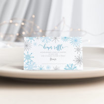 Blue silver snowflakes diaper raffle enclosure card