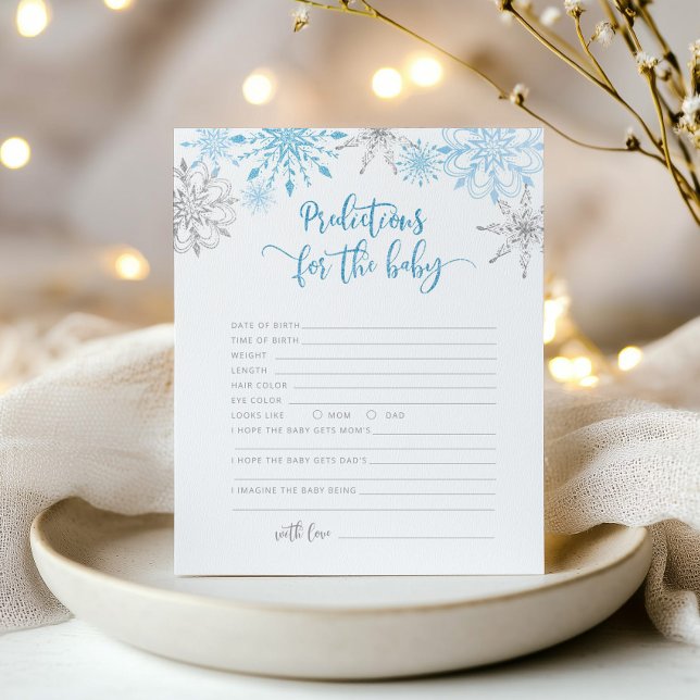 Blue silver snowflakes prediction for baby card (Creator Uploaded)