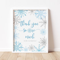 Blue silver snowflakes Thank you snow much Poster