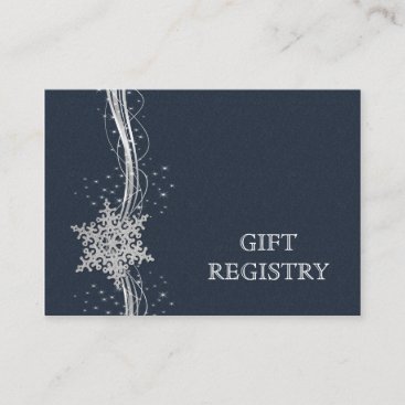 Blue Silver Snowflakes wedding gift registry Enclosure Card