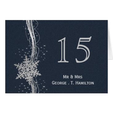 Blue Silver Snowflakes wedding table numbers